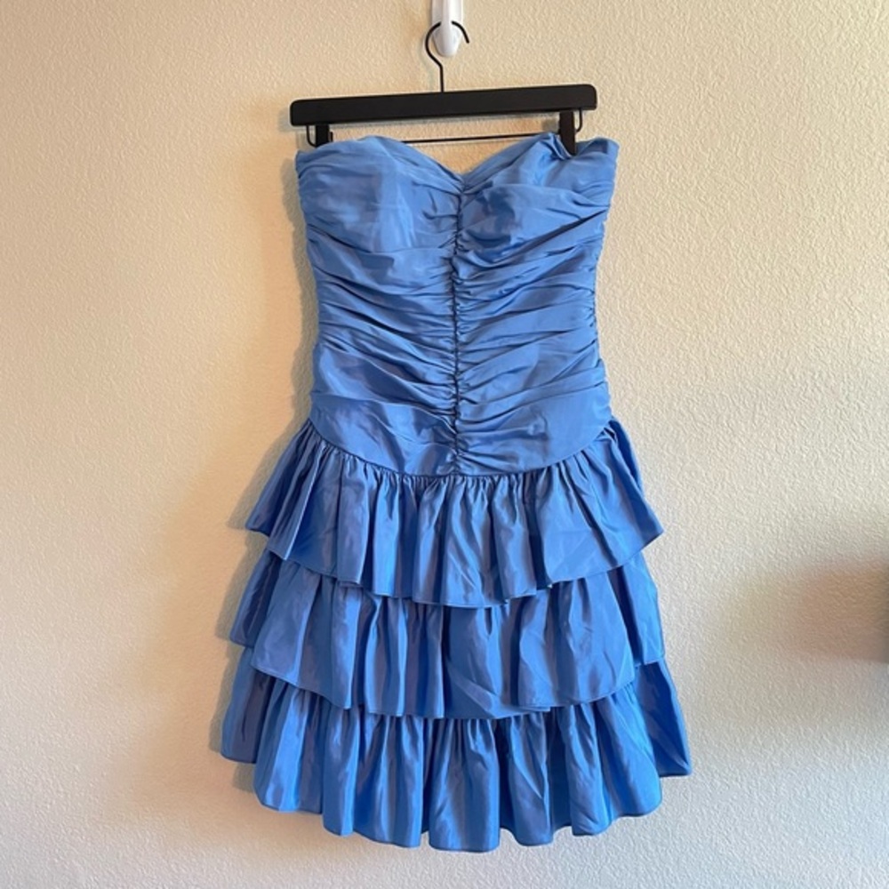 Vintage Roberta 80s Blue Drop Waist Ruffle Sabrina Carpenter Vibes Dress Size 8